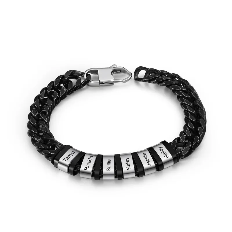Nouveauté Bracelet Gourmette en acier inoxydable 6 Prénom Personnalisé Bracelet Homme