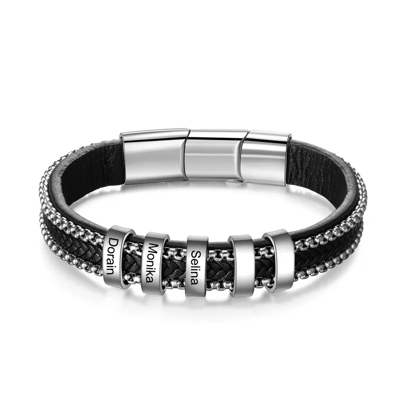 Bracelet Cuir tressé 3 Prénom Personnalisé Bracelet Homme Expédié Aujourd’hui