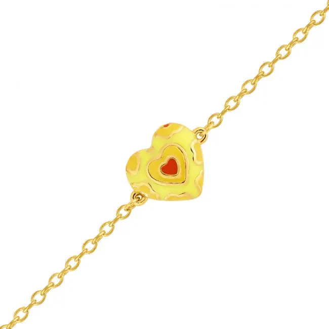 Prix Bas Bracelet enfant COEUR JAUNE FLUO Plaqué Or