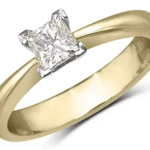 Achetez Aujourd’hui Bague Nilva solitaire diamant de 40 pts taille princesse en or jaune et blanc 14k pour femme
