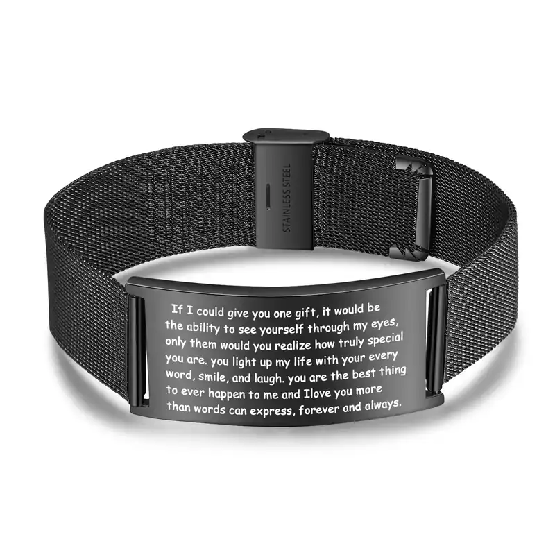 Livraison Gratuite Bracelet Personnalisé 1 texte en Acier inoxydable