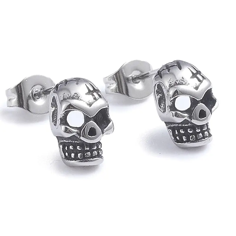 Livraison Gratuite Boucles d'oreilles en acier inoxydable tête de mort