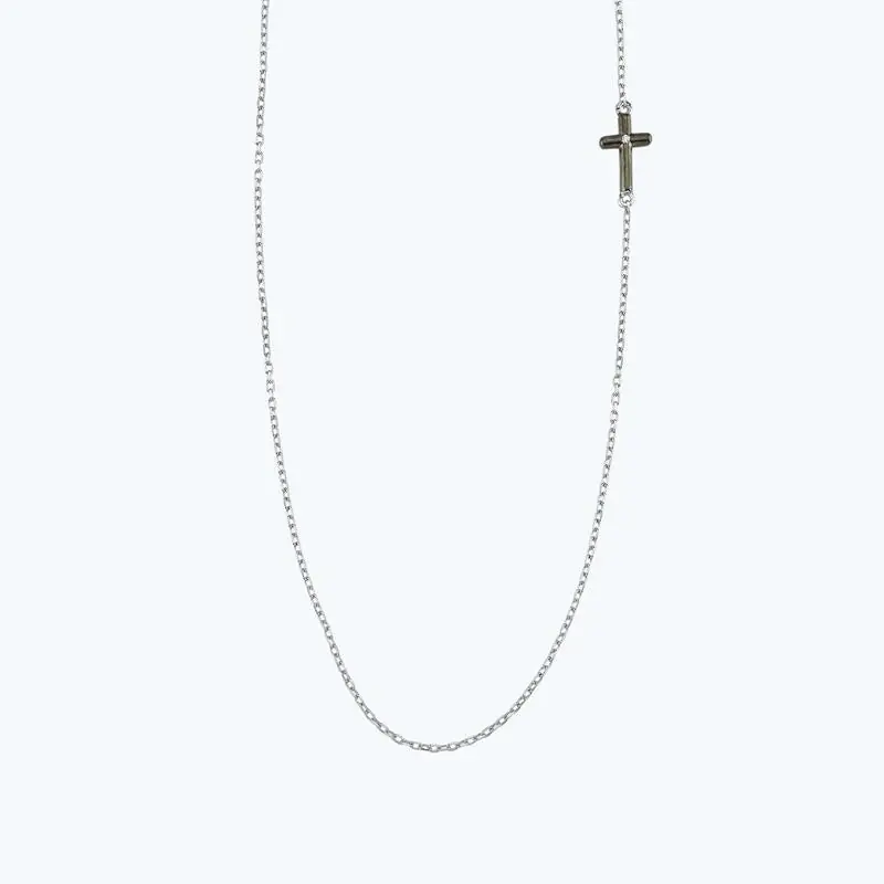 Commander Maintenant Collier Diamant Argent Croix