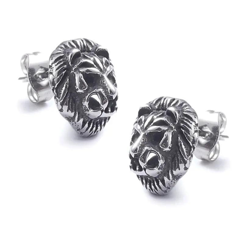 Prix Bas Boucles d'oreilles en acier inoxydable tête de lion