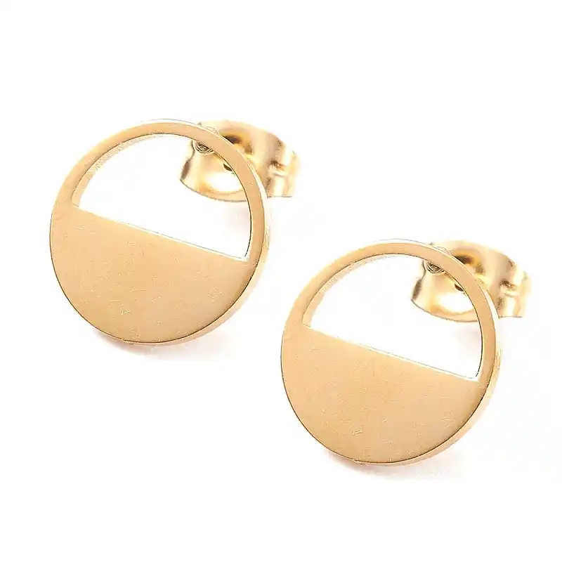 Boucles d'oreilles femme en acier inoxydable rondes or Offre Spéciale