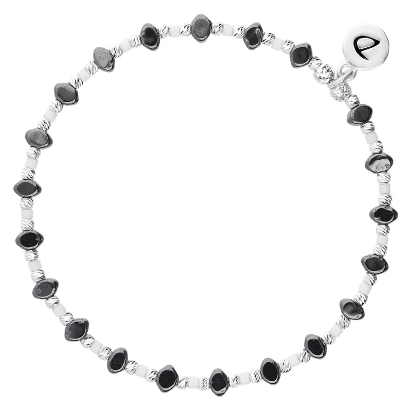 Top Vente BRACELET ELASTIQUE LOSANGE HÉMATITE MIYUKI BLANC