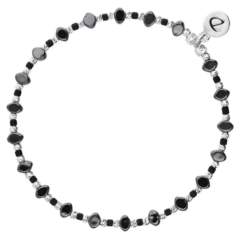 Premium BRACELET ELASTIQUE LOSANGE HÉMATITE MIYUKI NOIR