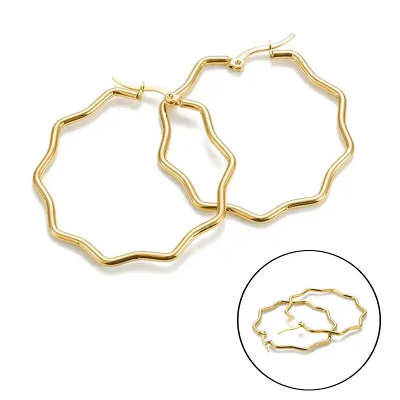 Boucles d'oreilles femme en acier inoxydable Créoles étoiles Achat Immédiat