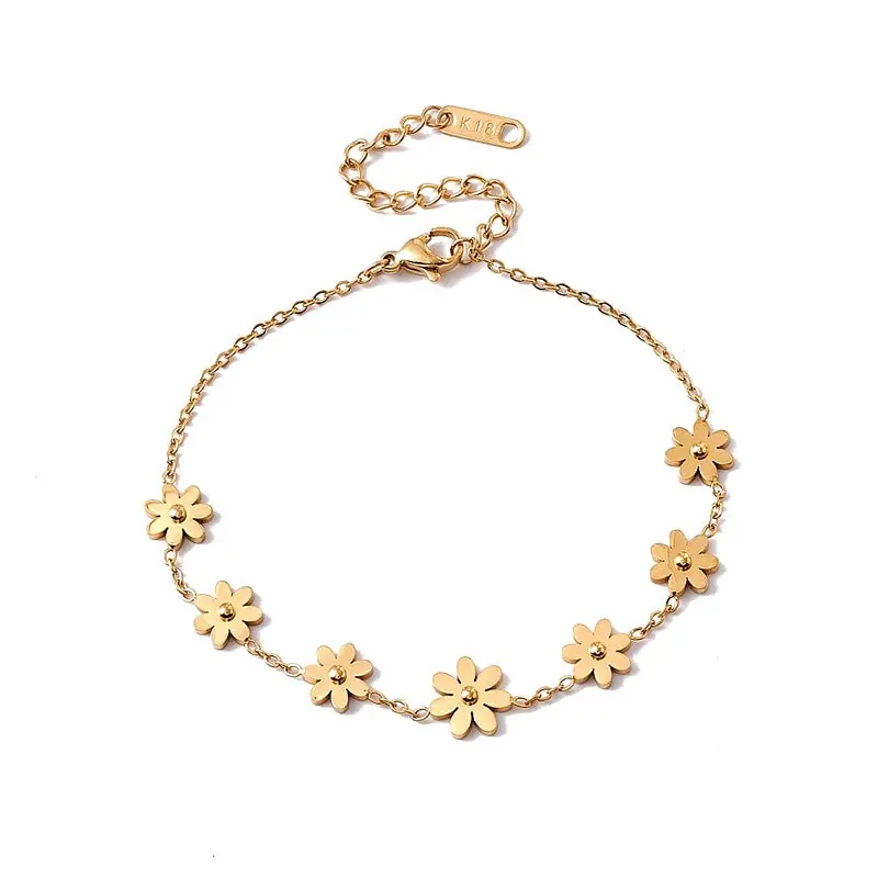 Bracelet acier inoxydable 7 fleurs or Vente Flash