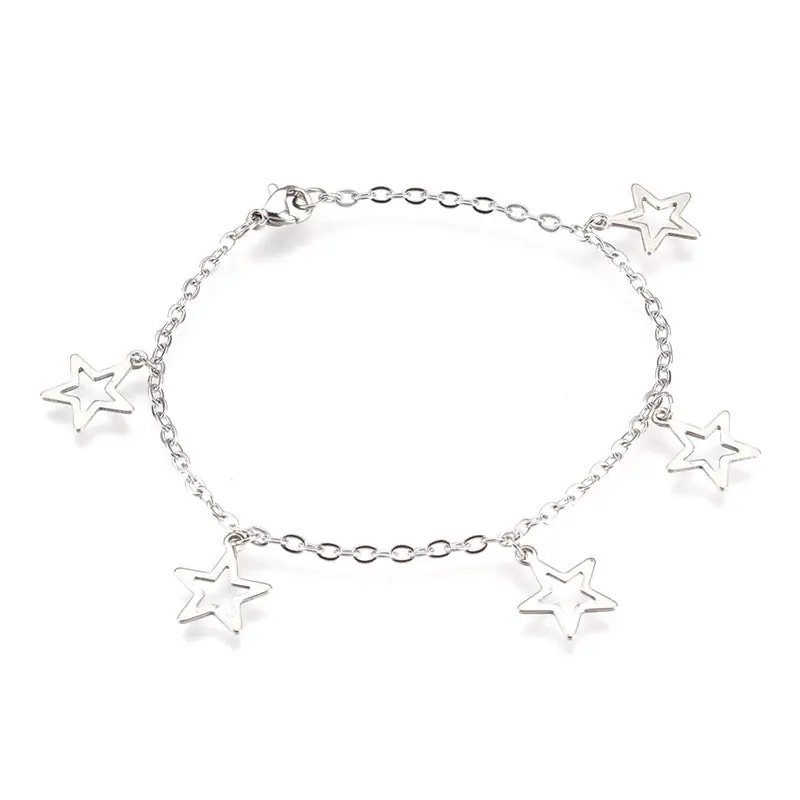 Bracelet acier inoxydable breloques étoiles Acheter Direct