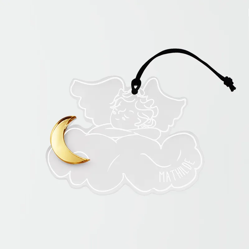 Vente Directe Boule de Noël personnalisée Ange Nuage acrylique givré gravé - HappyBulle x MyLovelyThing