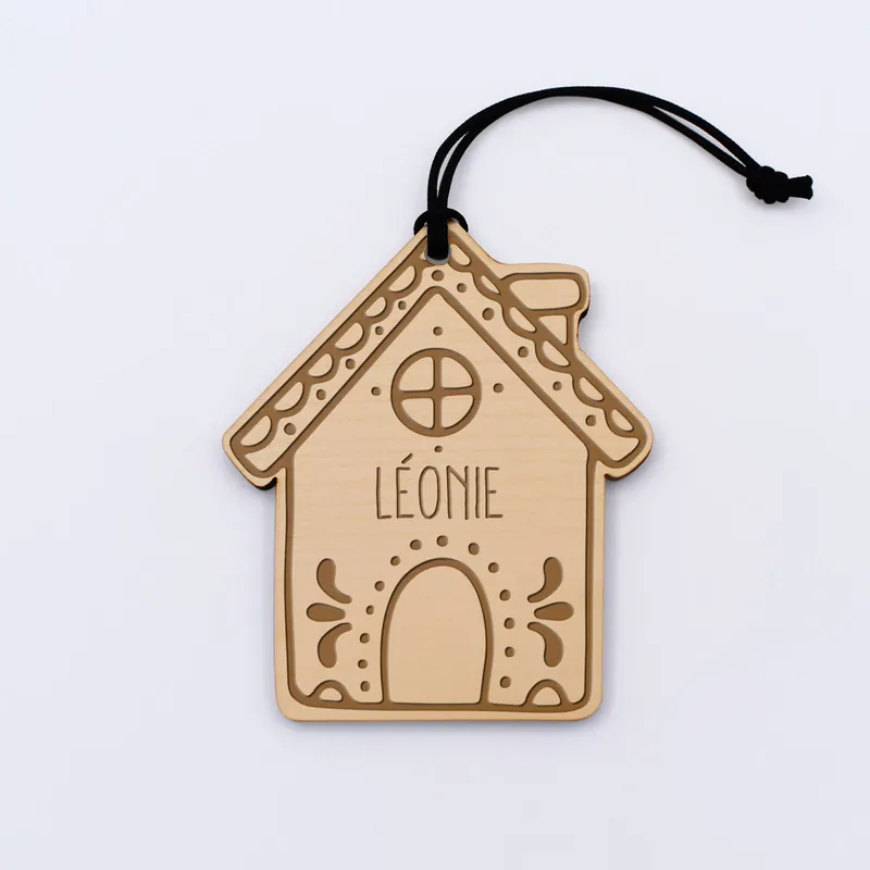 Vente Flash Décoration de Noël personnalisée bois gravé \\"Maison pain d'épice\\"