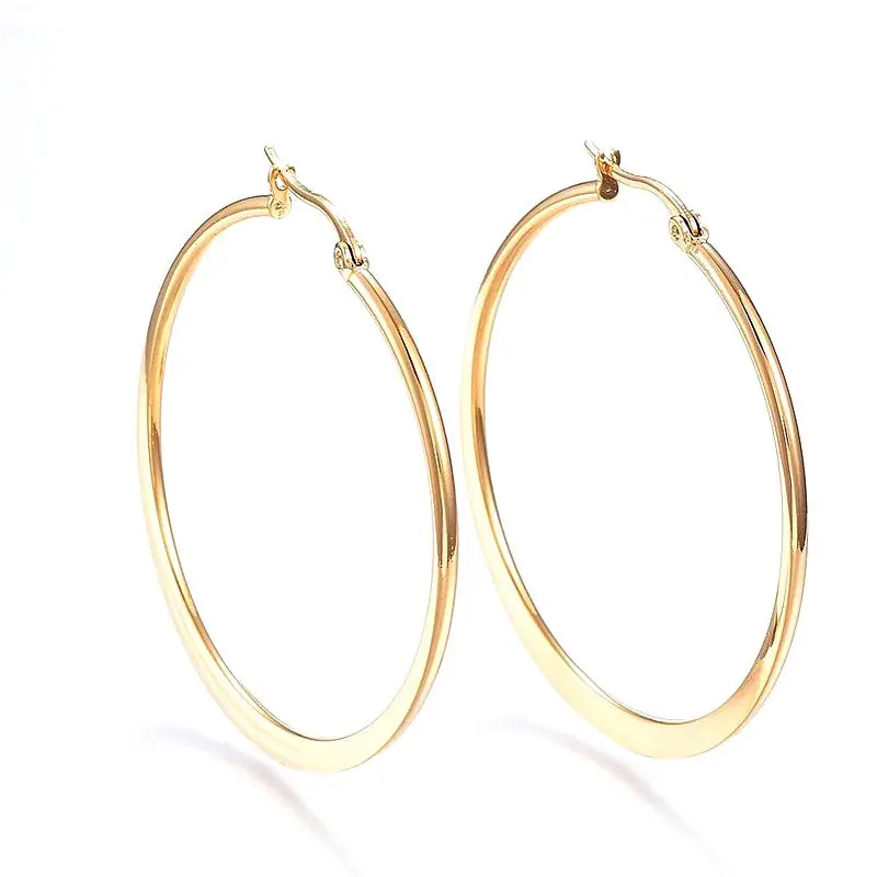 Boucles d'oreilles femme en acier inoxydable dorées Créoles 45 mm Livraison Mondiale