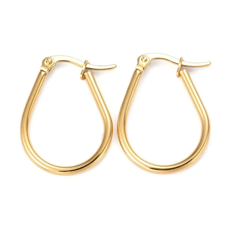 Boucles d'oreilles femme en acier inoxydable doré Créoles gouttes Réduction