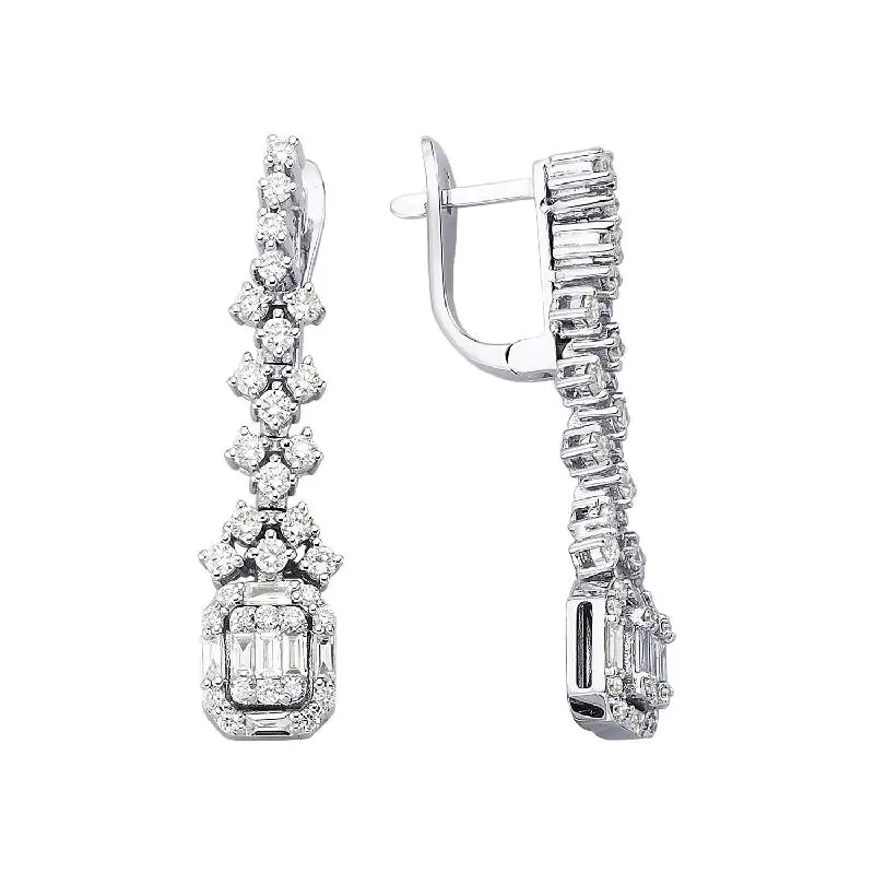 Usine Directe Boucles d'Oreille Diamant Baguette