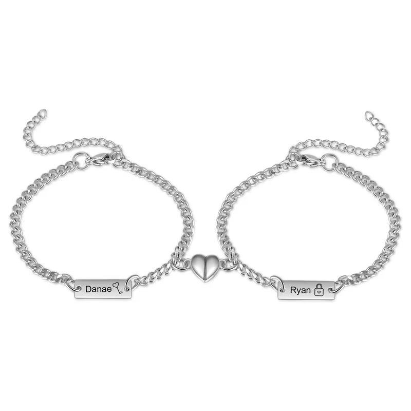Édition Limitée Bracelet couple Gourmette 2 Prénoms Personnalisés Bracelet en Commun|Jessemade