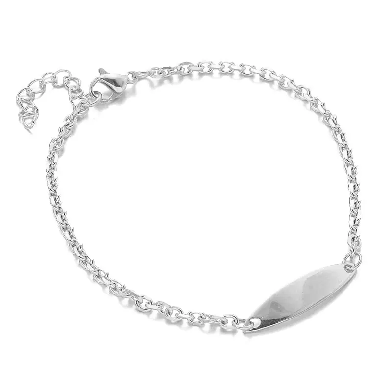 Livraison Gratuite Bracelet gourmette acier inoxydable plaque à graver