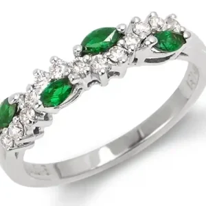 Semi-éternité emeraudes marquises bordées de diamants Meilleure Vente