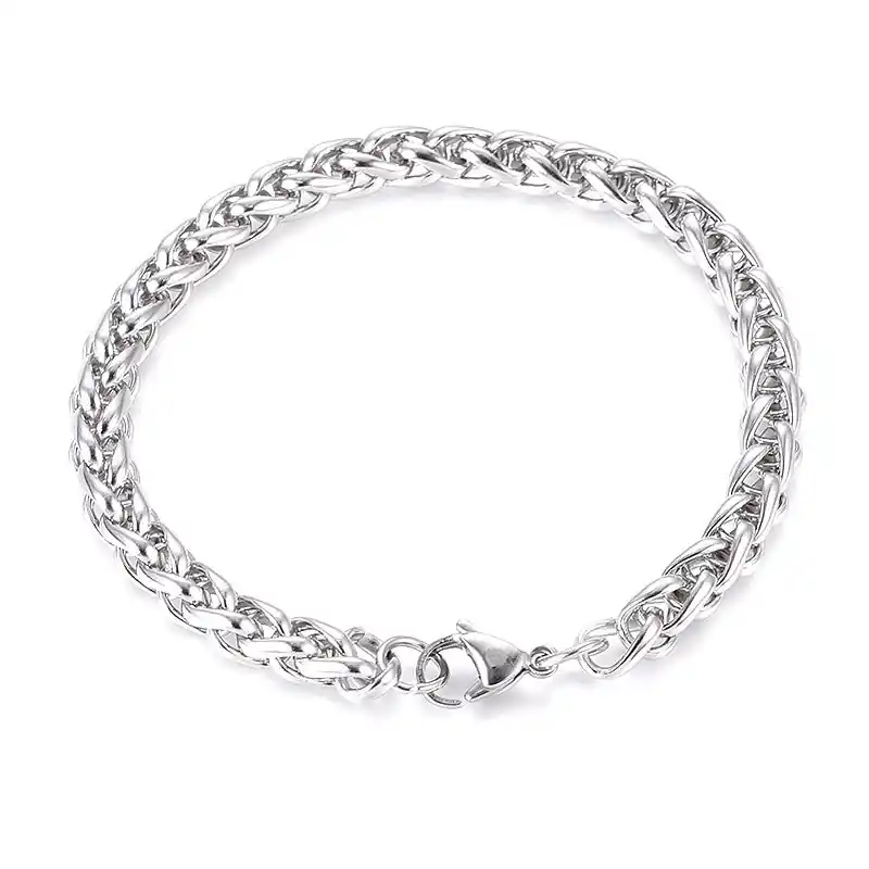 Bracelet gourmette acier inoxydable maille entrelacé Satisfait Ou Remboursé
