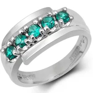 Promotion Saisonnière Bague familiale Katia semi-éternité à 5 pierres sur jonc croisé en or blanc 10K pour femme
