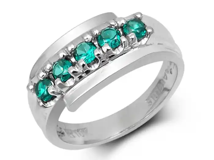 Promotion Saisonnière Bague familiale Katia semi-éternité à 5 pierres sur jonc croisé en or blanc 10K pour femme