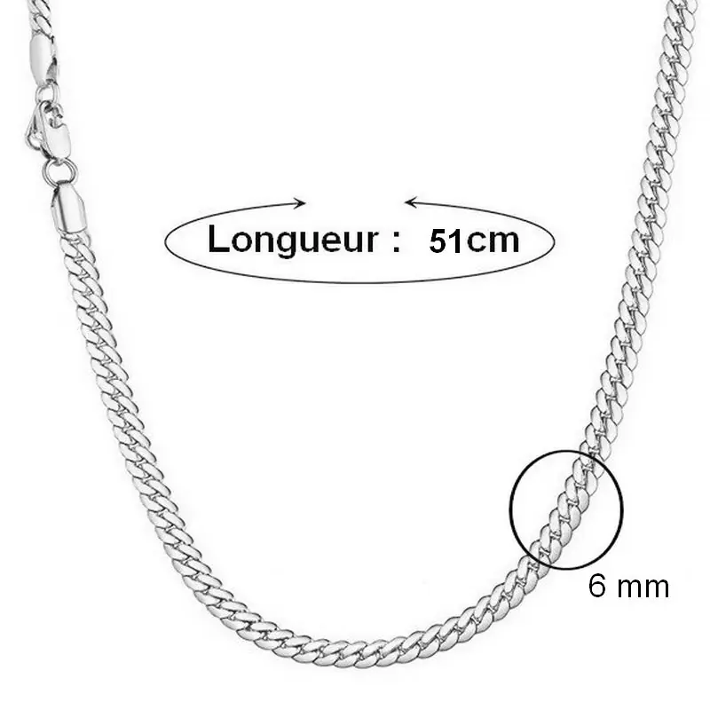 Chaîne collier acier inoxydable maille serpent - Couleur argenté 51 cm - 6 mm Original