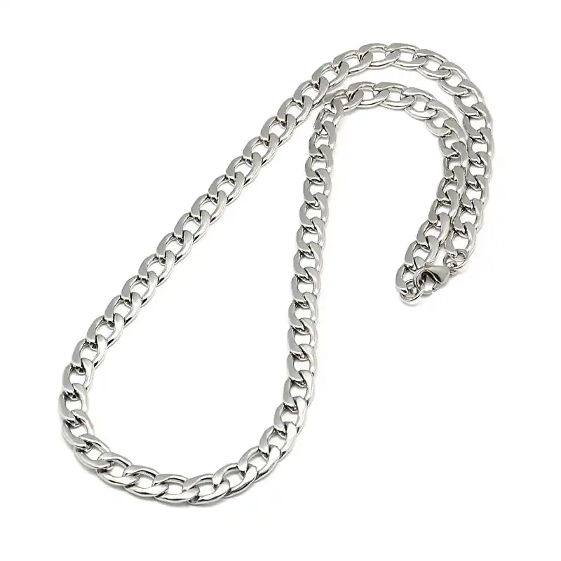 Chaîne collier acier inoxydable maille gourmette - Couleur argenté 55 cm - 9 mm Commander Vite