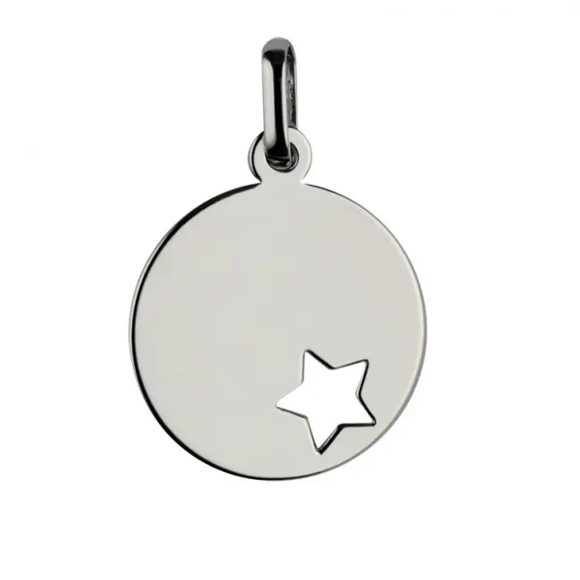 Acheter Direct Médaille de bapteme Or blanc 375 °°° ETOILE | Cadeau bapteme enfant et bébé