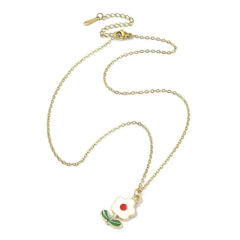 Garantie Incluse Chaîne collier acier inoxydable fleur blanche