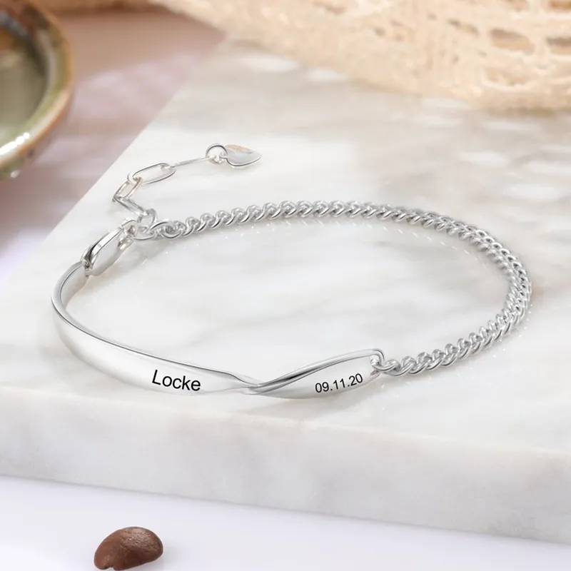 Achetez Aujourd’hui Bracelet Gourmette de Saint-Valentin Prénoms Personnalisé pour Un couple Bracelet