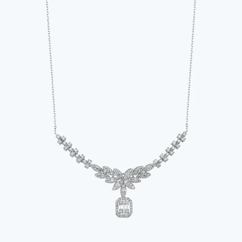 Collier Diamant Baguette En Vogue