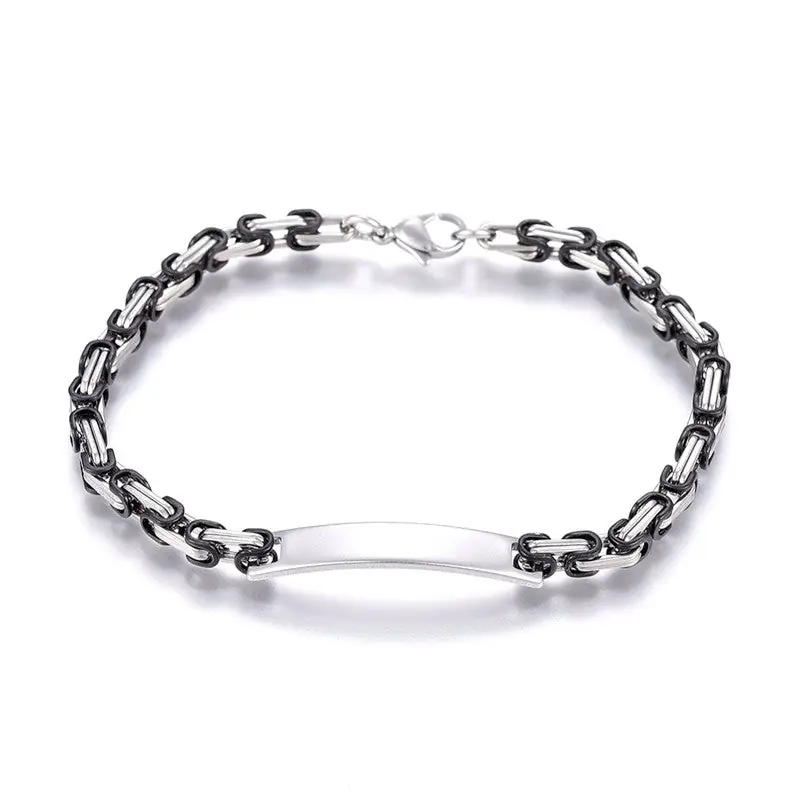 Offre Spéciale Bracelet gourmette acier inoxydable bicolore noir et argent