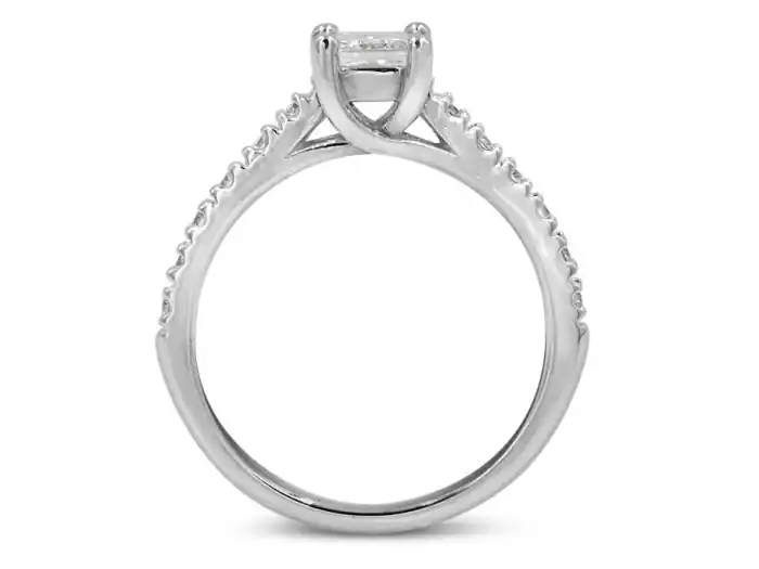 Meilleur Prix Bague Nicoletta solitaire épaulé diamant taille princesse central en or blanc 14k pour femme