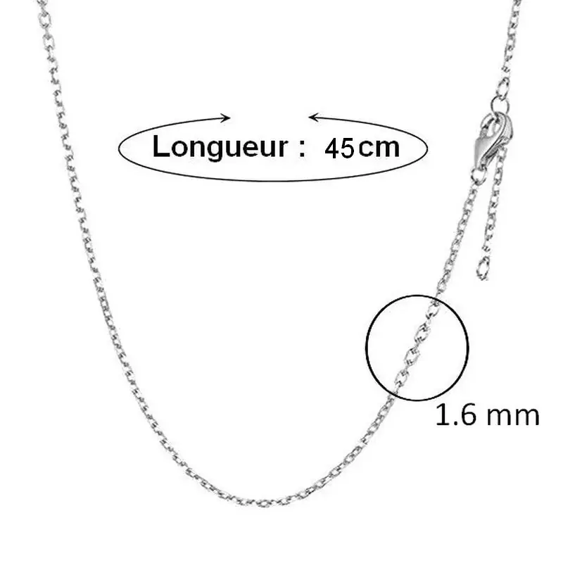 Lot de 20 Chaines acier maille forçat 1.6 mm - 45 + 5 cm Top Qualité