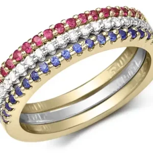 Promotion Jonc Clara à diamants avec rubis et saphirs en or jaune 14k pour femme