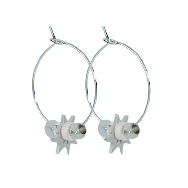Must-Have Boucles d'oreilles acier inoxydable Créoles étoile pierre blanche