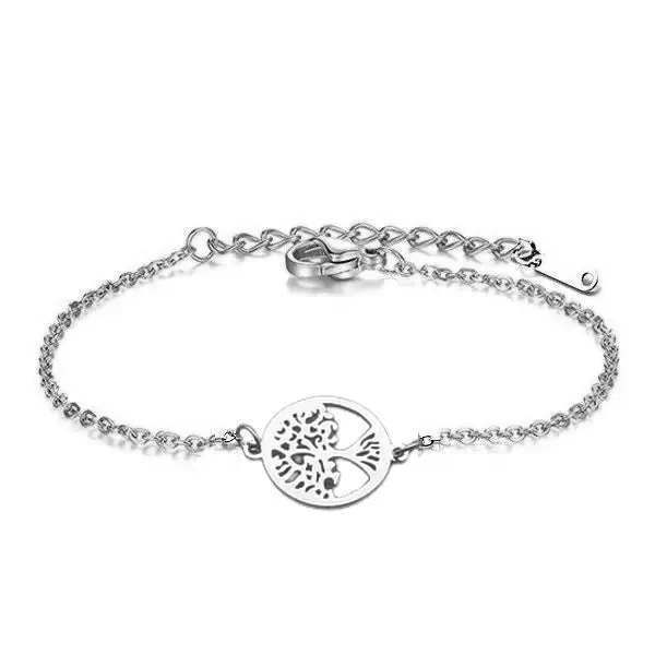 Offre Exclusive Bracelet acier inoxydable arbre de vie argenté