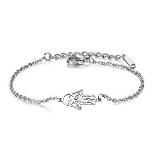 Bracelet acier inoxydable main de Fatma argenté Promotion