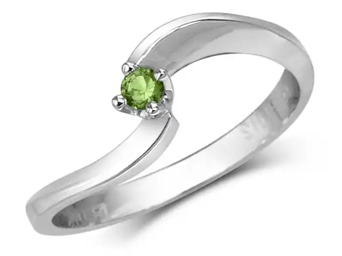 Bague Maddalena solitaire péridot véritable en or blanc 10k pour femme Solde