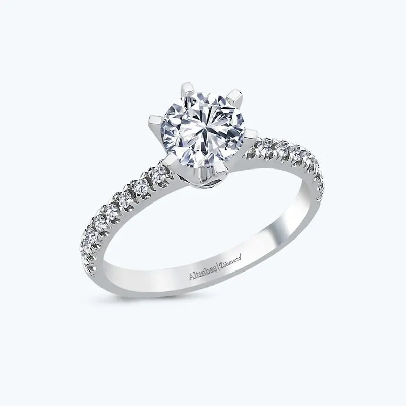 Prix Promo Look Diamant de synthèse Solitaire Bague de Fiançailles
