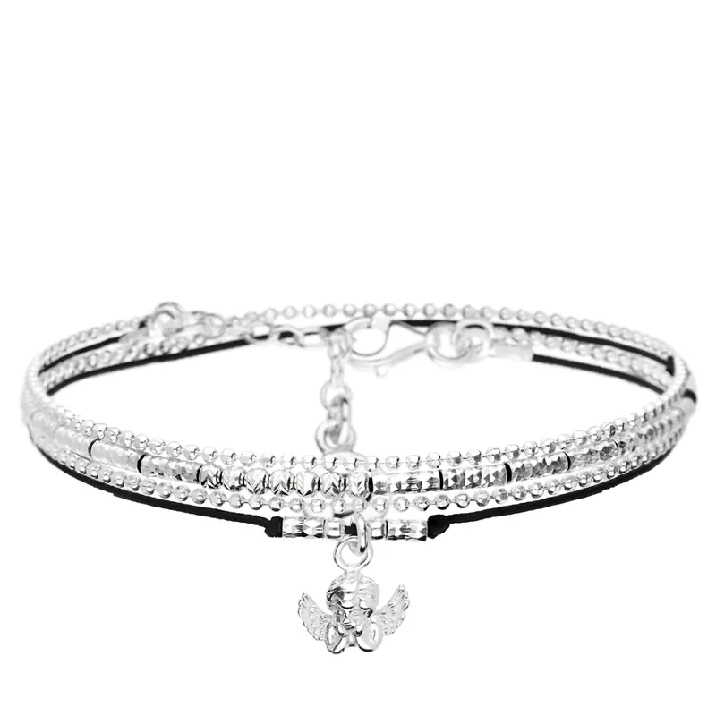 Prix Choc BRACELET ANGE DOUBLE RANGS NOIR