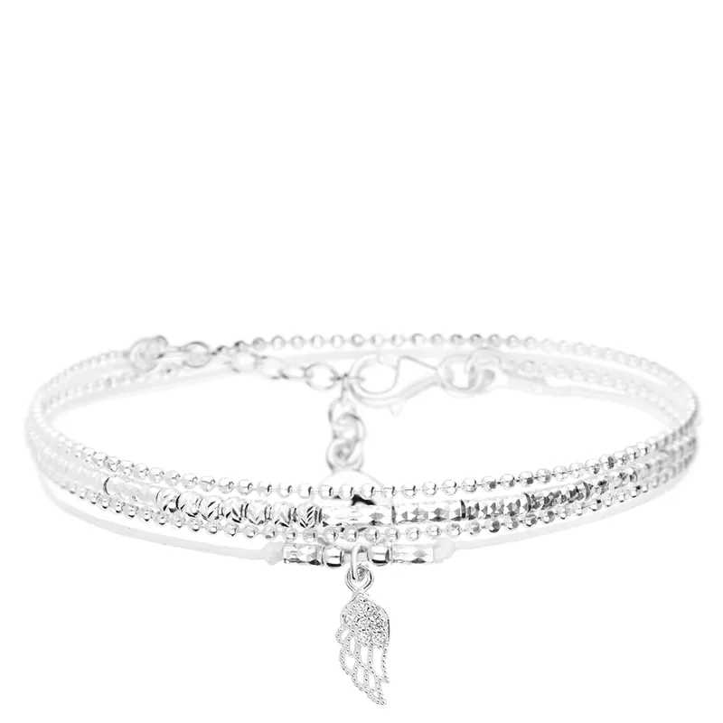 BRACELET AILE OXYDES DOUBLE RANGS BLANC Offre Limitée