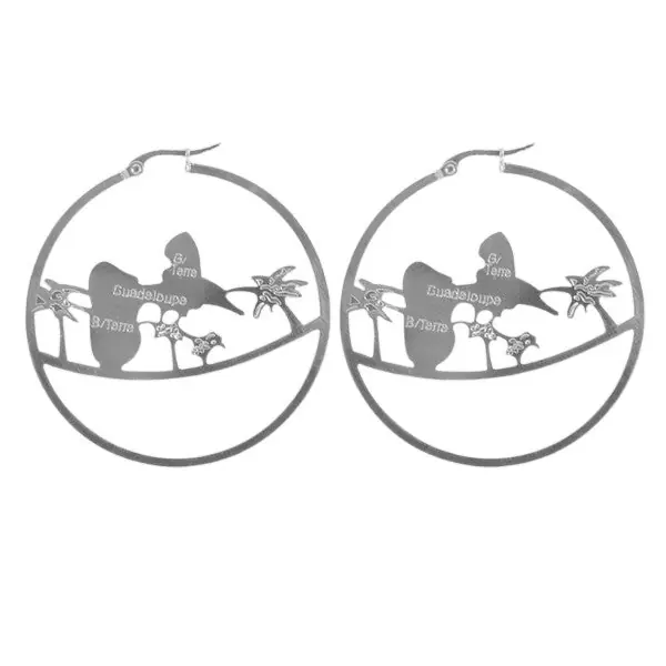 Boucles d'oreille Créoles Guadeloupe acier inoxydable argenté Produit De Marque