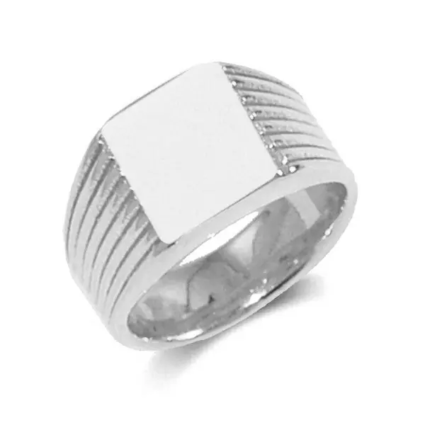 Commander Maintenant Bague chevalière argenté acier 316 striée