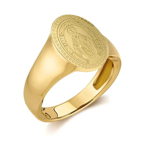 Bague chevalière or acier 316 Christ Marque