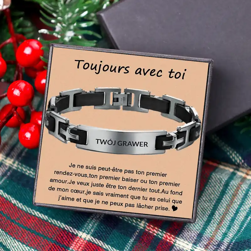 À Mon Amour -Bracelet Texte Gravure Personnalisé Bracelet Homme Vente Directe