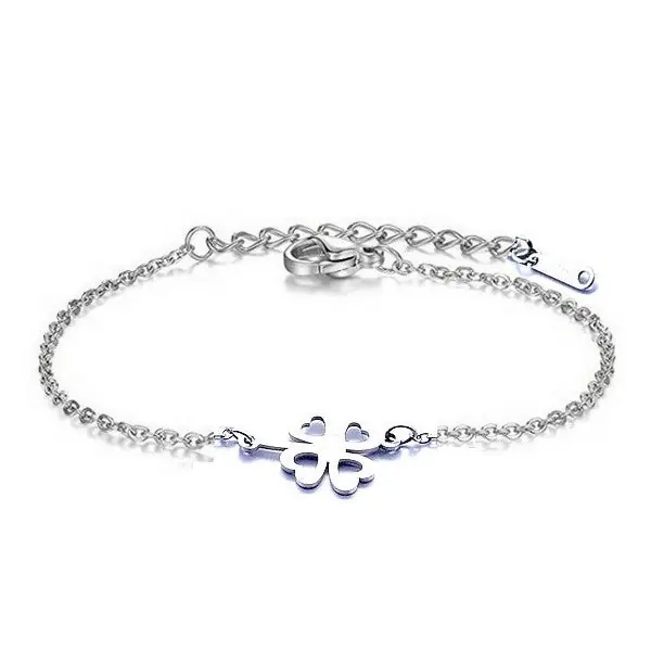 Bracelet acier inoxydable trèfle porte bonheur Produit De Marque