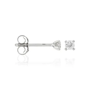 Solde Boucles d'oreilles Or Blanc 375/1000 "Single diamond 0,06" Diamants 0,06ct/2