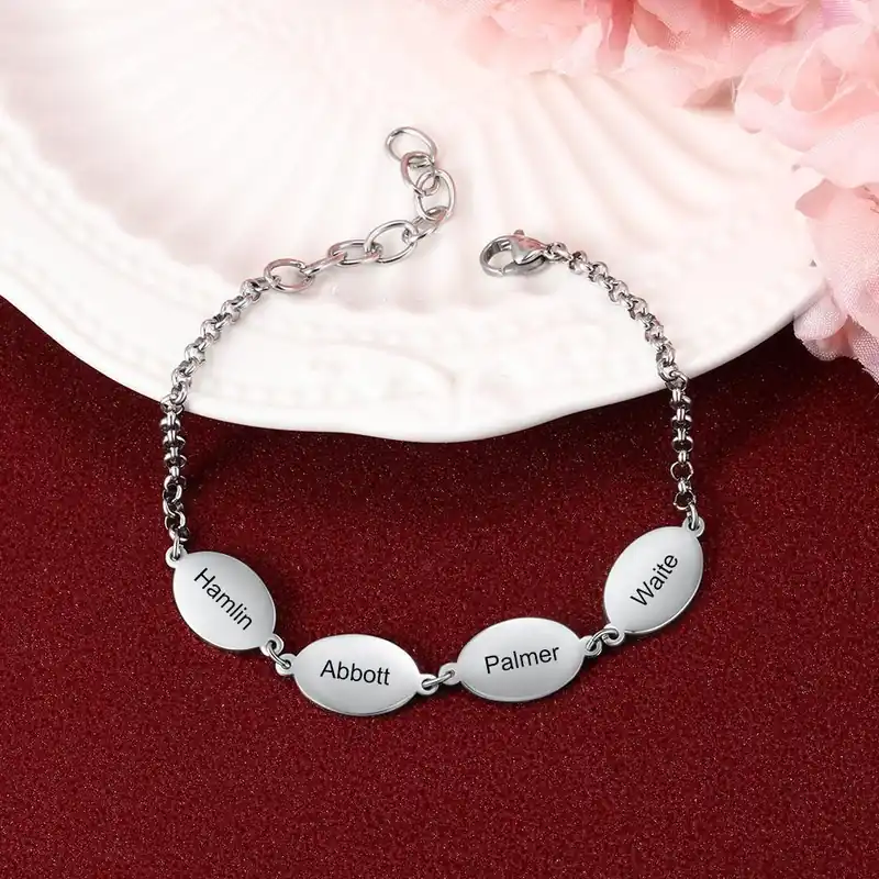 Bracelet Prénom Personnalisé Avec 4 Prénoms Bracelet Cuivre Commander Vite
