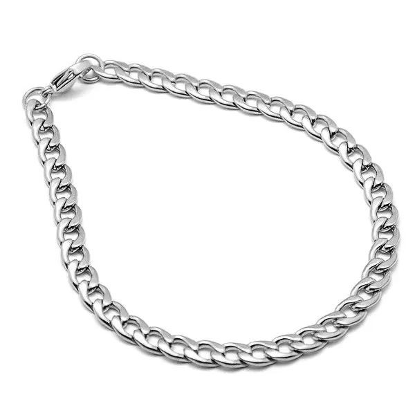 Bracelet femme acier inoxydable maille gourmette 5 mm argenté Prix Promo